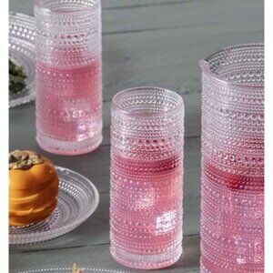 Set of 2 Clear Fortessa Jupiter Collins Beaded Hobnail Highball Glasses 10.8oz